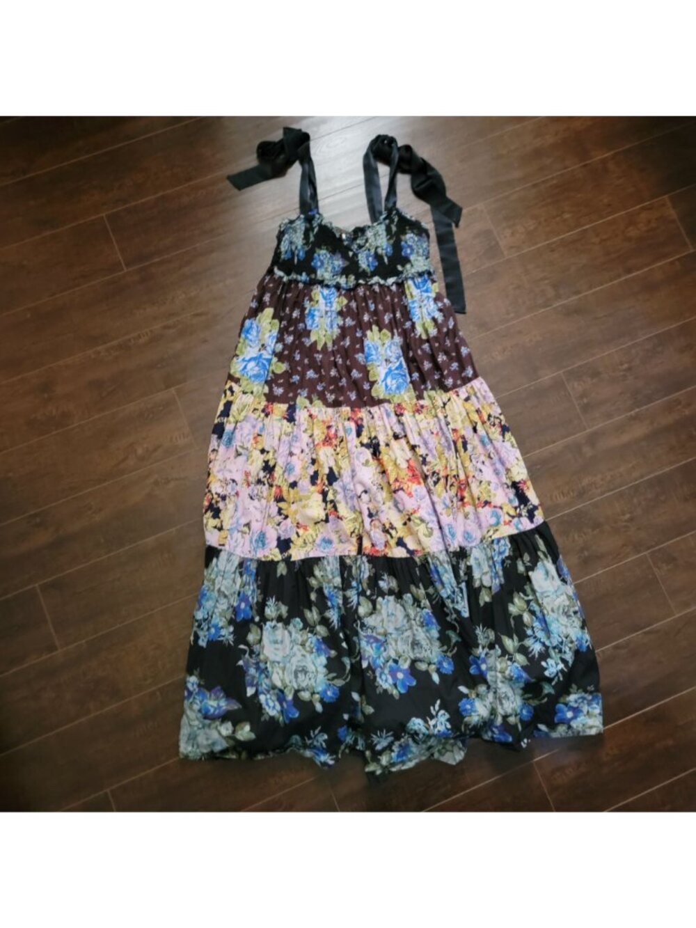 Free People Bluebell Maxi Dress Boho Chic Whimsical Fairy Garden Floral Womens L - Picture 3 of 6